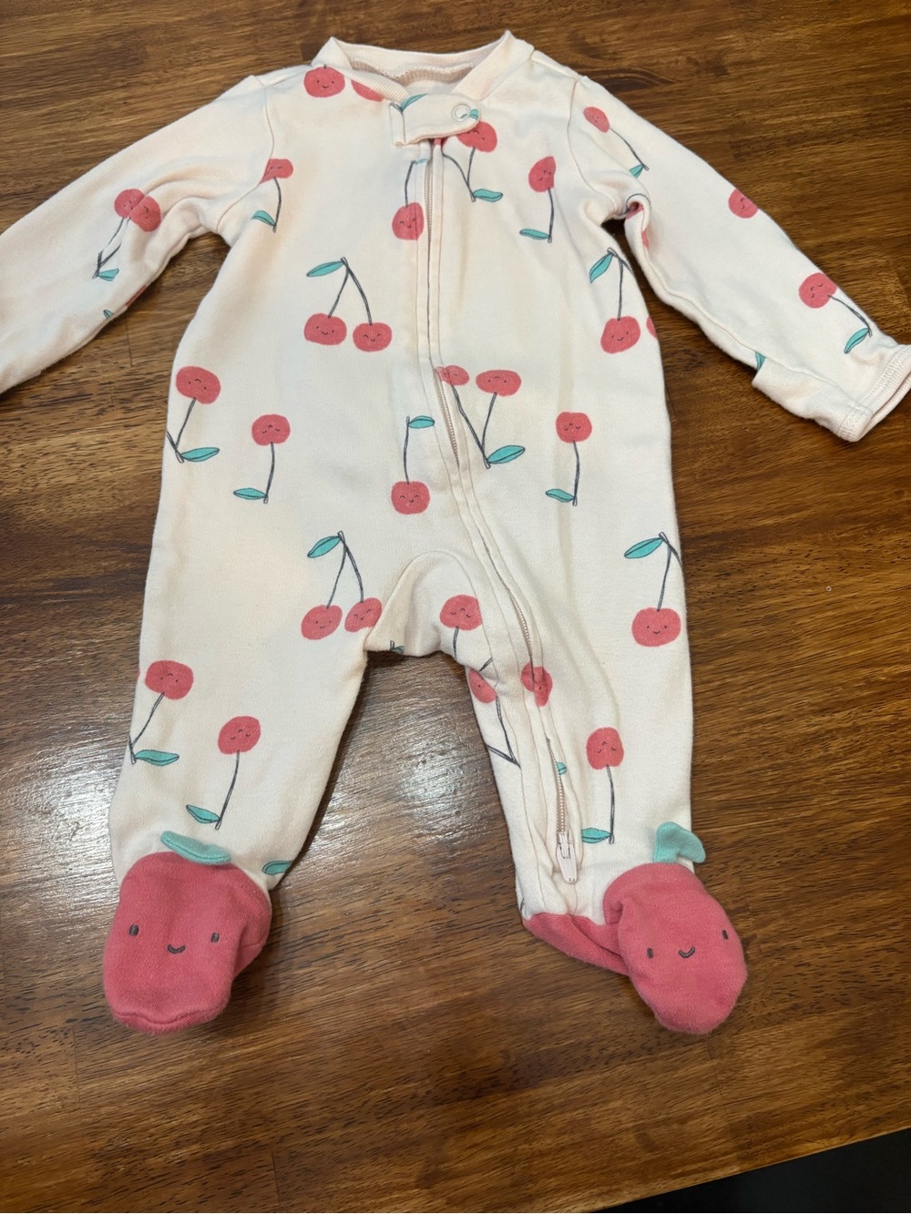 Carter's Pink Cherry Print Footed One-Piece Pajamas